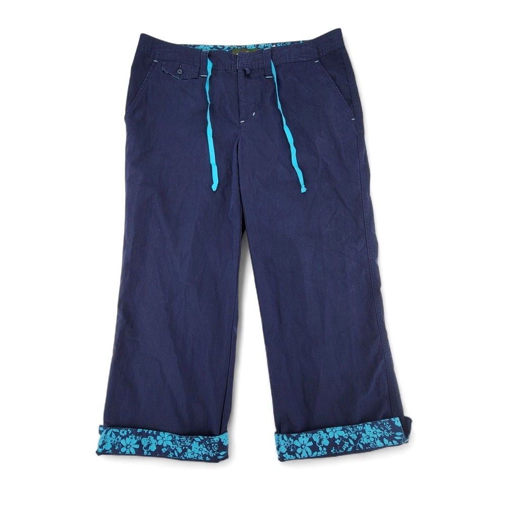 Eddie Bauer Womens 8R Cotton Nylon Pants Navy Blue Casual Travel‎